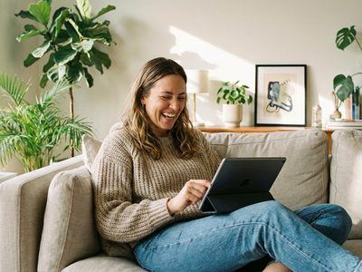 Girl safely chatting at home